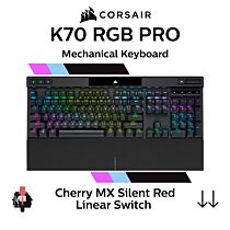 CORSAIR K70 RGB PRO Cherry MX Silent Red CH-9109413 Full Size Mechanical Keyboard by corsair at Rebel Tech