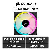 CORSAIR LL140 RGB 140mm PWM CO-9050073 Case Fan by corsair at Rebel Tech