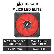 CORSAIR ML120 LED ELITE 120mm PWM CO-9050120 Case Fan by corsair at Rebel Tech