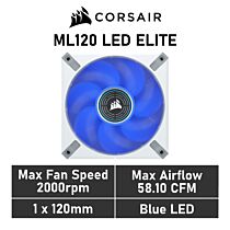 CORSAIR ML120 LED ELITE 120mm PWM CO-9050128 Case Fan by corsair at Rebel Tech
