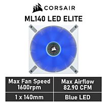 CORSAIR ML140 LED ELITE 140mm PWM CO-9050131 Case Fan by corsair at Rebel Tech