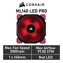 CORSAIR ML140 LED PRO 140mm PWM CO-9050047 Case Fan by corsair at Rebel Tech