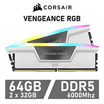 CORSAIR VENGEANCE RGB 64GB Kit DDR5-6000 CL40 1.35v CMH64GX5M2B6000C40W Desktop Memory by corsair at Rebel Tech