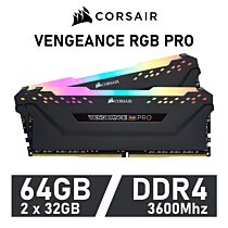 CORSAIR VENGEANCE RGB PRO 64GB Kit DDR4-3600 CL18 1.35v CMW64GX4M2D3600C18 Desktop Memory by corsair at Rebel Tech