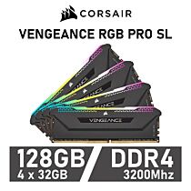 CORSAIR VENGEANCE RGB PRO SL 128GB Kit DDR4-3200 CL16 1.35v CMH128GX4M4E3200C16 Desktop Memory by corsair at Rebel Tech