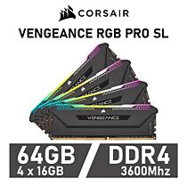 CORSAIR VENGEANCE RGB PRO SL 64GB Kit DDR4-3600 CL18 1.35v CMH64GX4M4D3600C18 Desktop Memory by corsair at Rebel Tech
