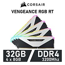 CORSAIR VENGEANCE RGB RT 32GB Kit DDR4-3200 CL16 1.35v CMN32GX4M4Z3200C16W Desktop Memory by corsair at Rebel Tech