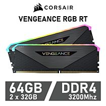 CORSAIR VENGEANCE RGB RT 64GB Kit DDR4-3200 CL16 1.35v CMN64GX4M2Z3200C16 Desktop Memory by corsair at Rebel Tech