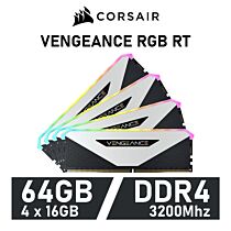 CORSAIR VENGEANCE RGB RT 64GB Kit DDR4-3200 CL16 1.35v CMN64GX4M4Z3200C16W Desktop Memory by corsair at Rebel Tech