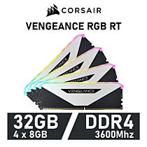 CORSAIR VENGEANCE RGB RT 32GB Kit DDR4-3600 CL18 1.35v CMN32GX4M4Z3600C18W Desktop Memory by corsair at Rebel Tech