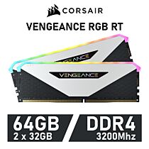 CORSAIR VENGEANCE RGB RT 64GB Kit DDR4-3200 CL16 1.35v CMN64GX4M2Z3200C16W Desktop Memory by corsair at Rebel Tech
