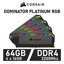 CORSAIR DOMINATOR PLATINUM RGB 64GB Kit DDR4-3200 CL16 1.35v CMT64GX4M4E3200C16 Desktop Memory by corsair at Rebel Tech