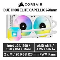 CORSAIR iCUE H100i ELITE CAPELLIX 240mm CW-9060050 Liquid Cooler by corsair at Rebel Tech