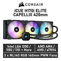 CORSAIR iCUE H170i ELITE CAPELLIX 420mm CW-9060055 Liquid Cooler by corsair at Rebel Tech