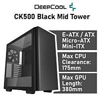 DeepCool CK500 R-CK500-BKNNE2-G-1 Black Mid Tower Computer Case by deepcool at Rebel Tech