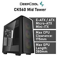 DeepCool CK560 R-CK560-BKAAE4-G-1 Black Mid Tower Computer Case by deepcool at Rebel Tech
