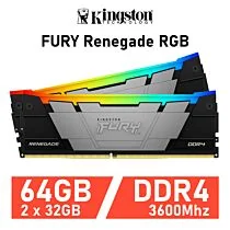 Kingston FURY Renegade RGB 64GB Kit DDR4-3600 CL18 1.35v KF436C18RBAK2/64 Desktop Memory by kingston at Rebel Tech