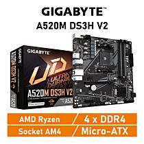 GIGABYTE A520M DS3H V2 AM4 AMD A520 Micro-ATX AMD Motherboard by gigabyte at Rebel Tech