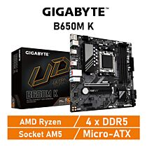 GIGABYTE B650M K AM5 AMD B650 Micro-ATX AMD Motherboard by gigabyte at Rebel Tech