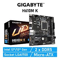 GIGABYTE H610M K LGA1700 Intel H610 Micro-ATX Intel Motherboard by gigabyte at Rebel Tech