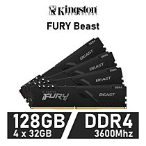 Kingston FURY Beast 128GB Kit DDR4-3600 CL18 1.35v KF436C18BBK4/128 Desktop Memory by kingston at Rebel Tech