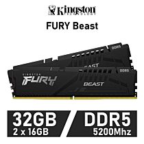 Kingston FURY Beast 32GB Kit DDR5-5200 CL36 1.25v KF552C36BBEK2-32 Desktop Memory by kingston at Rebel Tech