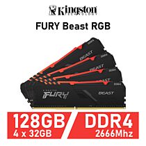 Kingston FURY Beast RGB 128GB Kit DDR4-2666 CL16 1.20v KF426C16BBAK4/128 Desktop Memory by kingston at Rebel Tech
