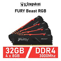 Kingston FURY Beast RGB 32GB Kit DDR4-3000 CL15 1.35v KF430C15BBAK4/32 Desktop Memory by kingston at Rebel Tech