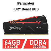 Kingston FURY Beast RGB 64GB Kit DDR4-3000 CL16 1.35v KF430C16BBAK2/64 Desktop Memory by kingston at Rebel Tech