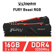 Kingston FURY Beast RGB 16GB Kit DDR4-3200 CL16 1.35v KF432C16BBAK2/16 Desktop Memory by kingston at Rebel Tech