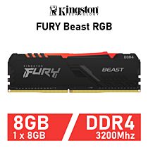 Kingston FURY Beast RGB 8GB DDR4-3200 CL16 1.35v KF432C16BBA/8 Desktop Memory by kingston at Rebel Tech