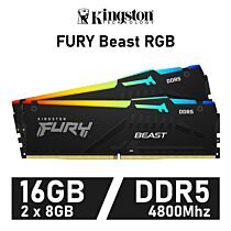 Kingston FURY Beast RGB 16GB Kit DDR5-4800 CL38 1.10v KF548C38BBAK2-16 Desktop Memory by kingston at Rebel Tech