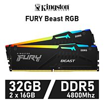 Kingston FURY Beast RGB 32GB Kit DDR5-4800 CL38 1.10v KF548C38BBAK2-32 Desktop Memory by kingston at Rebel Tech