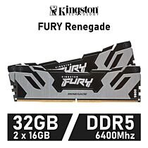 Kingston FURY Renegade 32GB Kit DDR5-6400 CL32 1.40v KF564C32RSK2-32 Desktop Memory by kingston at Rebel Tech