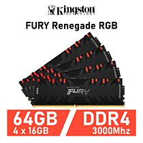 Kingston FURY Renegade RGB 64GB Kit DDR4-3000 CL15 1.35v KF430C15RB1AK4/64 Desktop Memory by kingston at Rebel Tech