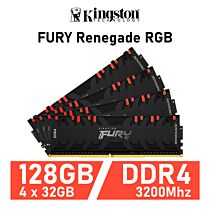 Kingston FURY Renegade RGB 128GB Kit DDR4-3200 CL16 1.35v KF432C16RBAK4/128 Desktop Memory by kingston at Rebel Tech