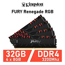 Kingston FURY Renegade RGB 32GB Kit DDR4-3200 CL16 1.35v KF432C16RBAK4/32 Desktop Memory by kingston at Rebel Tech