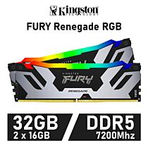 Kingston FURY Renegade RGB 32GB Kit DDR5-7200 CL38 1.45v F572C38RSAK2-32 Desktop Memory by kingston at Rebel Tech