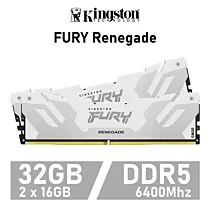 Kingston FURY Renegade 32GB Kit DDR5-6400 CL32 1.40v KF564C32RWK2-32 Desktop Memory by kingston at Rebel Tech