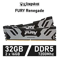 Kingston FURY Renegade 32GB Kit DDR5-7200 CL38 1.45v KF572C38RSK2-32 Desktop Memory by kingston at Rebel Tech