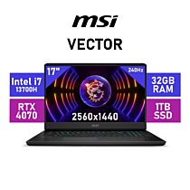 MSI Vector GP77 13VG-059ZA Intel Core i7-13700H / 17" QHD (2560x1440) 240Hz / 32GB DDR5 RAM / GeForce RTX 4070 8GB / 1TB PCIe Gen4x4 NVMe SSD / Windows 11 Home / Core Black Gaming Laptop  by msi at Rebel Tech
