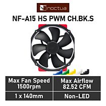 Noctua NF-A15 HS-PWM chromax.black.swap 140mm PWM NF-A15 HS PWM CH.BK.S Case Fan by noctua at Rebel Tech