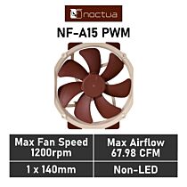 Noctua NF-A15 PWM 140mm PWM NF-A15 PWM Case Fan by noctua at Rebel Tech