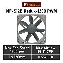 Noctua NF-S12B redux-1200 PWM 120mm PWM NF-S12B REDUX-1200P Case Fan by noctua at Rebel Tech