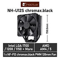 Noctua U12S chromax.black NH-U12S CH.BK Air Cooler by noctua at Rebel Tech