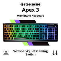 SteelSeries Apex 3 SteelSeries Whisper-Quiet 64795 Full Size Membrane Keyboard by steelseries at Rebel Tech