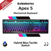 SteelSeries Apex 5 SteelSeries Hybrid Blue 64532-USED-F Full Size Mechanical Keyboard by steelseries at Rebel Tech