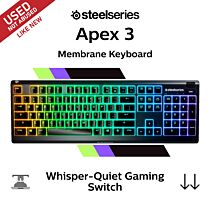 SteelSeries Apex 3 SteelSeries Whisper-Quiet 64795-USED-LN Full Size Membrane Keyboard by steelseries at Rebel Tech