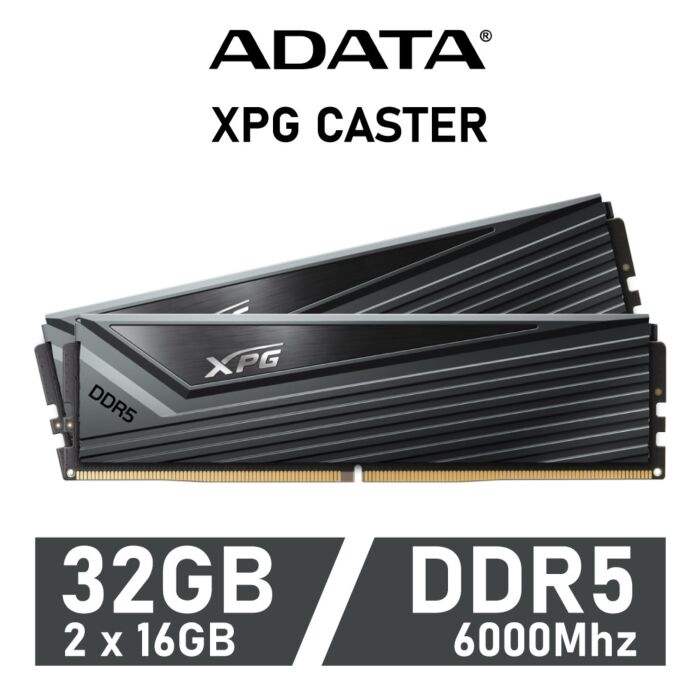 ADATA XPG CASTER 32GB Kit DDR5-6000 CL40 1.35v AX5U6000C4016G-DCCAGY Desktop Memory by adata at Rebel Tech