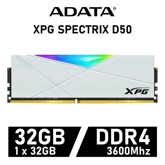 ADATA XPG SPECTRIX D50 32GB DDR4-3600 CL18 1.35v AX4U360032G18I-SW50 Desktop Memory by adata at Rebel Tech